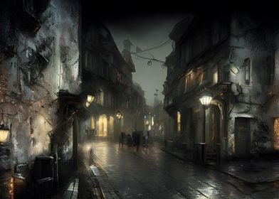 Dark street in the city 