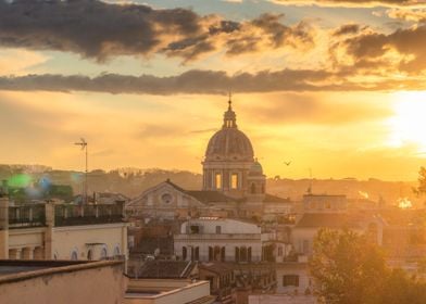 Rome Italy skyline sunset