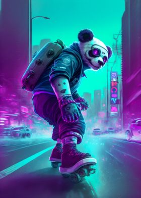 Panda Playing Roller Skate