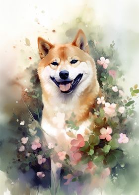 Shiba Inu Dog Watercolor 