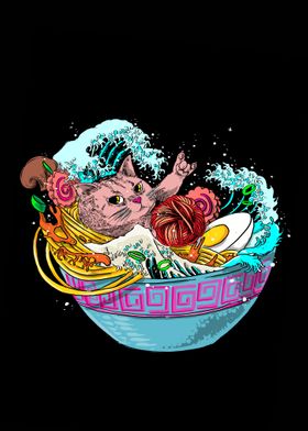 Funny cat ramen bowl