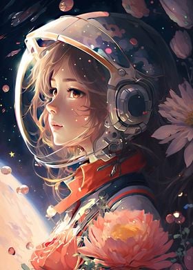 Fantasy floral astronaut