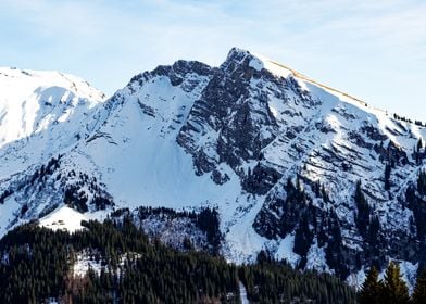 Snowy mountain peak