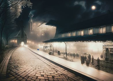 Dark train station, travel