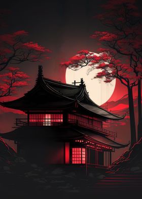 red moon night japan