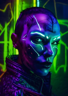 Neon Head Portrait