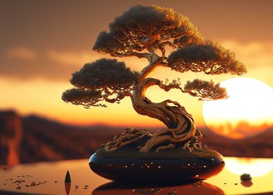 bonsai sunset