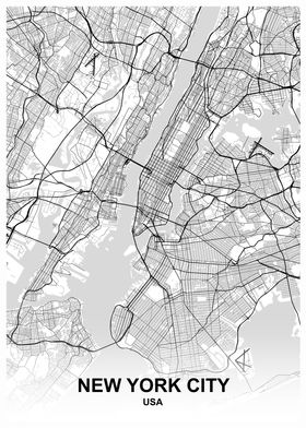 New York City White Map