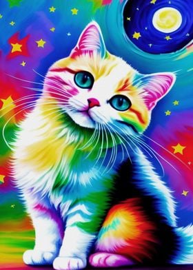 Cosmic Colorful Kawaii Cat