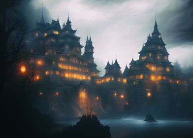 A dark Japanese palace