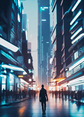 Guy in Futuristic City