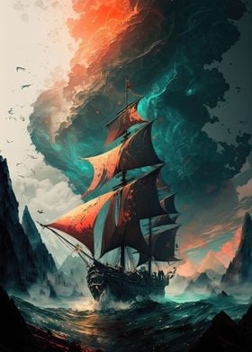 Pirate ships landscape