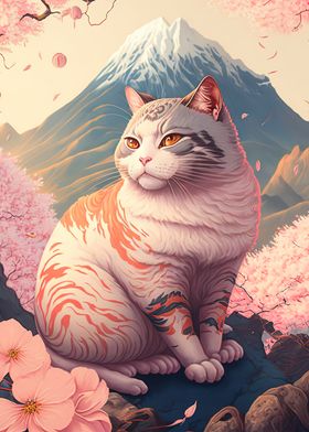 Cat cherry blossom Japan