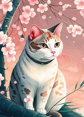 Cat Cherry Blossoms