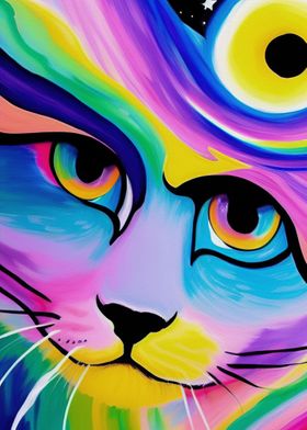 Cosmic Anime Cat Close Up