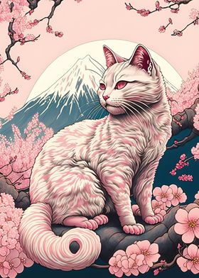 Cat Cherry Blossoms