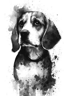 Beagle Dog Black Ink