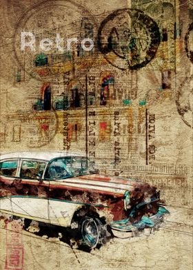 vertical car old poster