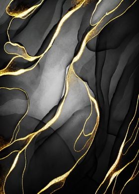 Gold Black Marble