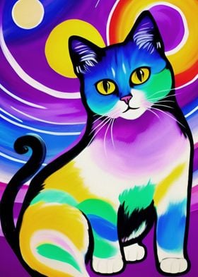 Beautiful Cosmic Anime Cat