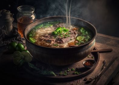 Asian pho noodle soup 