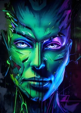 Neon Head Portrait