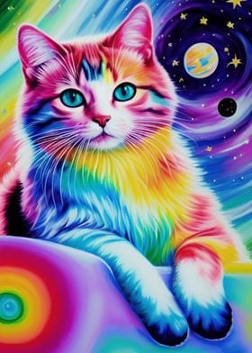 Colorful Cosmic Kawaii Cat