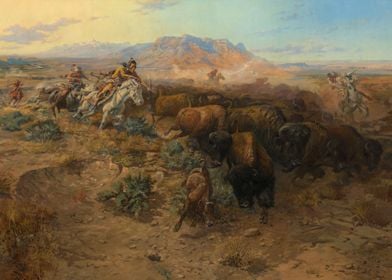 Indians Hunting Bison