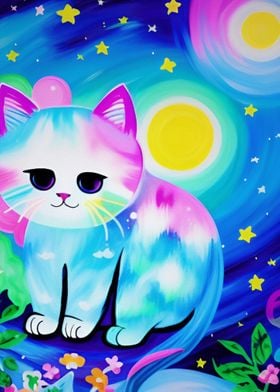 Playful Cosmic Kawaii Cat