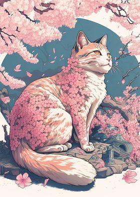 Cat Cherry Blossoms