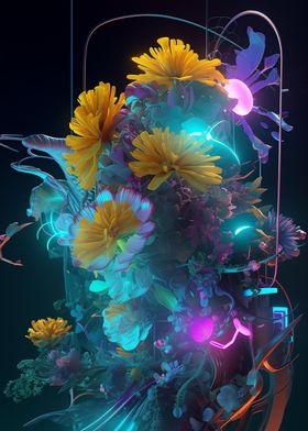 Neon Floral Fusion