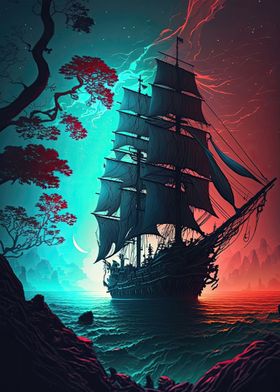 Pirate ships landscape