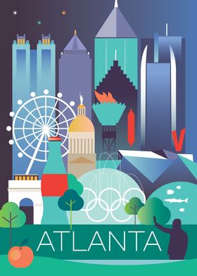 Atlanta city travel poster