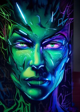 Neon Head Portrait