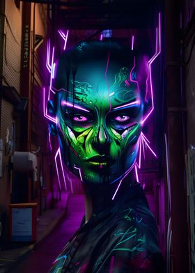 Neon Head Portrait