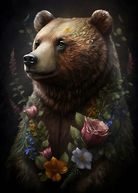 Floral bear portrait