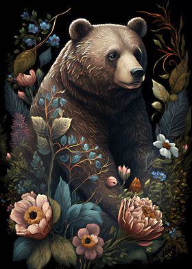 bear and flowers