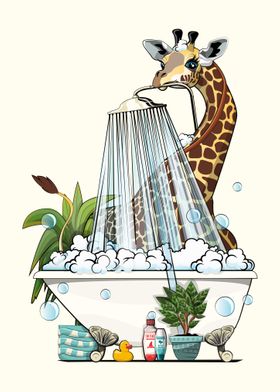Giraffe in the Shower