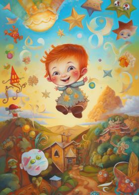 Oil Painting Red Hair Kid