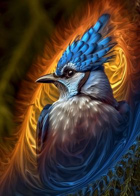 Vibrant Abstract Blue Jay