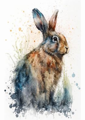 Rabbit Watercolor Painting