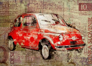 Red classic car poster