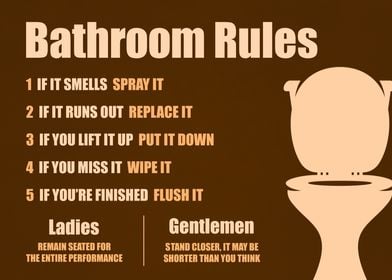 Bathroom Rules Funny Sign