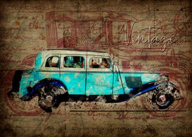classic car poster grunge