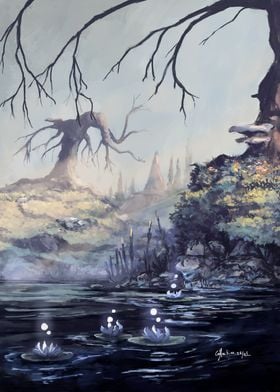 Fantasay swamp landscape