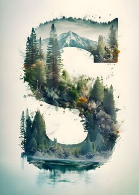 Letter S Double Exposure