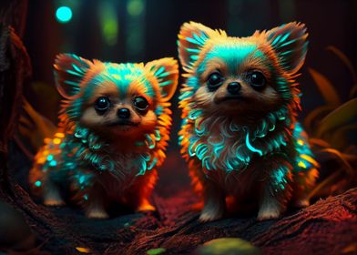 Colorful puppies