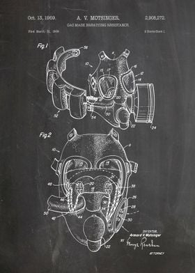 Gas mask patent 1959