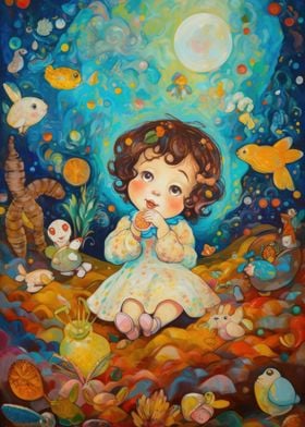 Cute oil painting