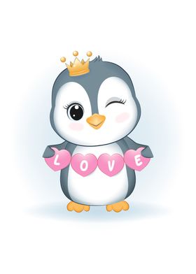 Cute penguin love